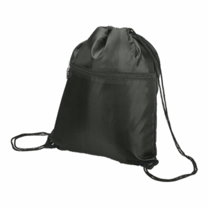 Drawstring Sport Bag With Zip Pocket - 210D