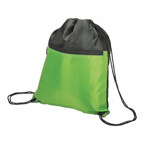 Drawstring Sport Bag With Zip Pocket - 210D - Image 2