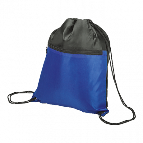 Drawstring Sport Bag With Zip Pocket - 210D - Image 4