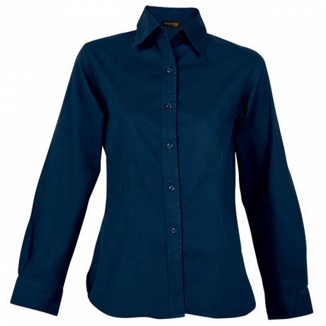 Ladies Brushed Cotton Twill Blouse Long Sleeve - Image 2