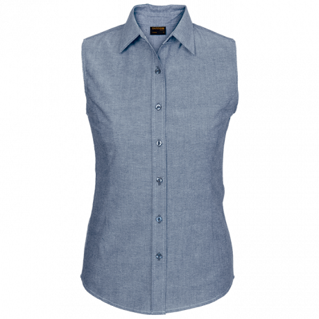 Ladies Oxford Blouse Sleeveless - Image 3