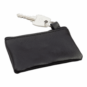 Leather Zippered Pouch with Split Ring