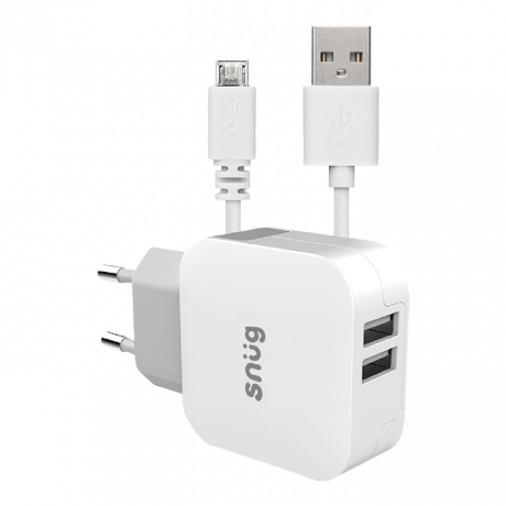 Snug Home Charger With Micro USB Charge and Sync Cable