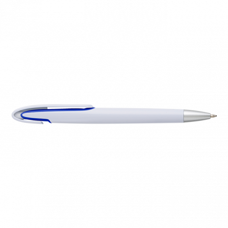 Rounded Clip Ballpoint Pen With White Barrel - Image 2