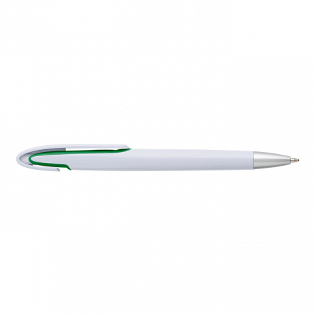 Rounded Clip Ballpoint Pen With White Barrel - Image 3