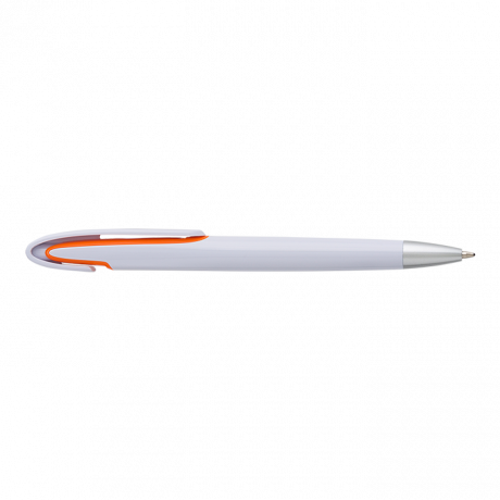 Rounded Clip Ballpoint Pen With White Barrel - Image 6