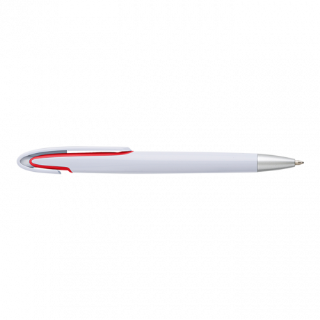 Rounded Clip Ballpoint Pen With White Barrel - Image 7