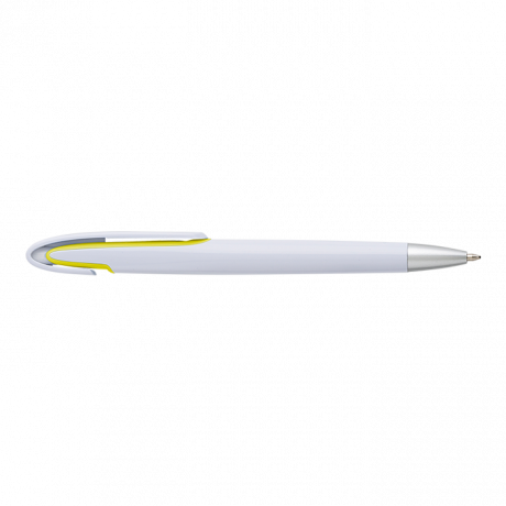 Rounded Clip Ballpoint Pen With White Barrel - Image 8