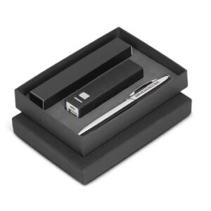 Renaissance Power Bank And Pen Gift Set - Black Only