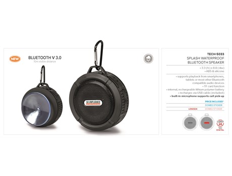 Splash Waterproof Bluetooth Speaker